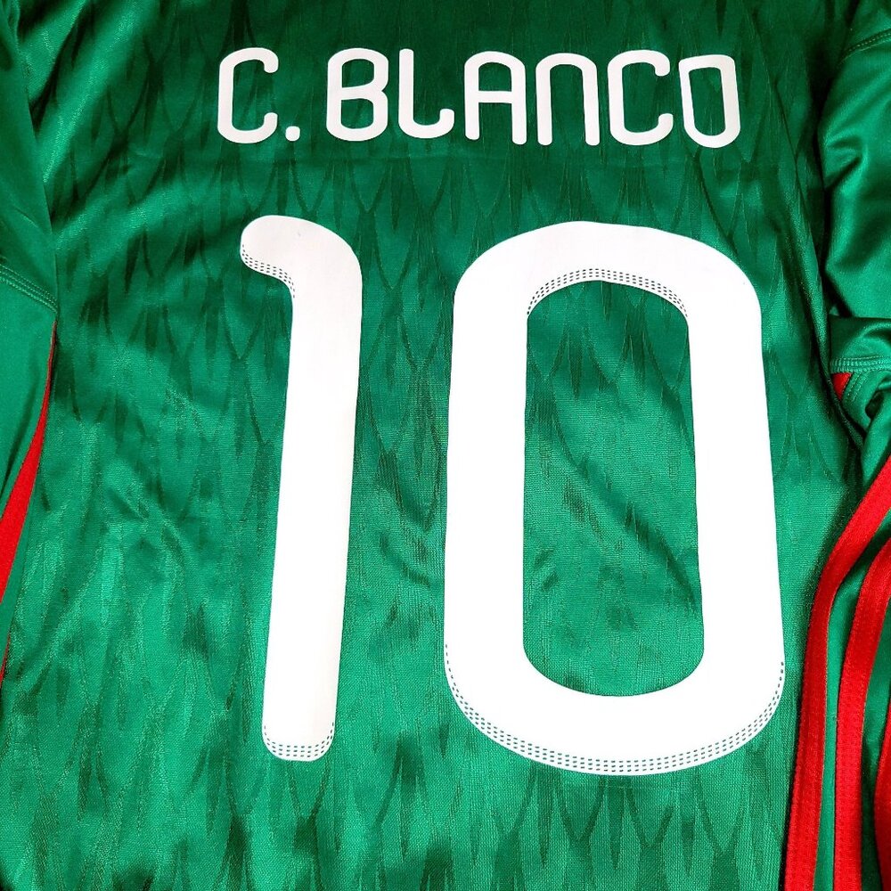 Blanco Mexico 2010 WORLD CUP Home Long Sleeve Soccer Jersey Shirt L SKU# P41409 - Picture 3 of 8